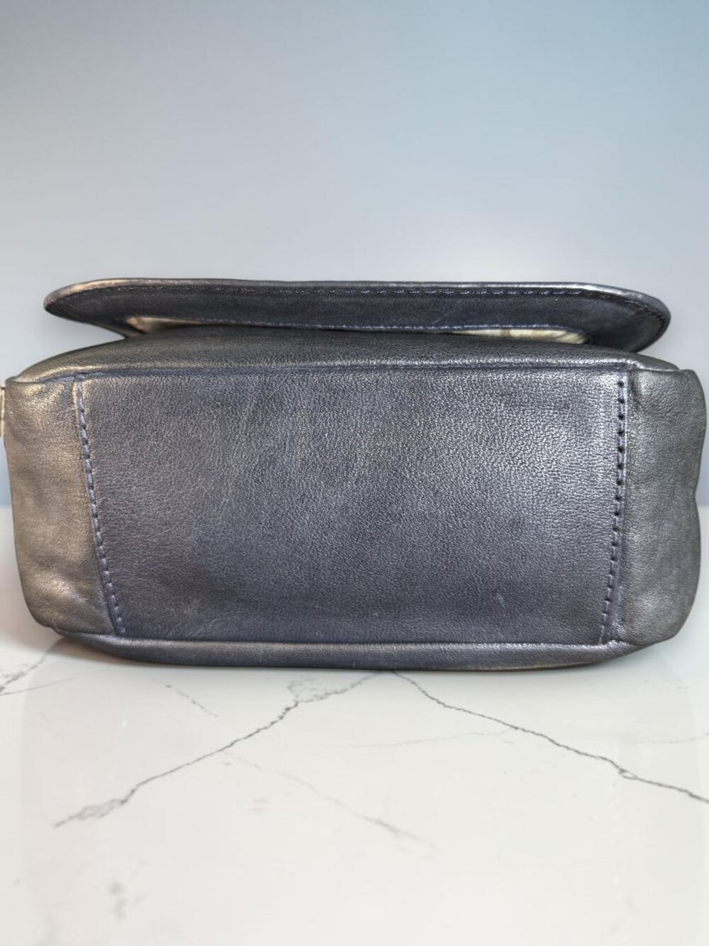 Brighton Masterpiece "Crown Jewel" Navy Leather Shoulder Crossbody Bag -Like New - Picture 7 of 15